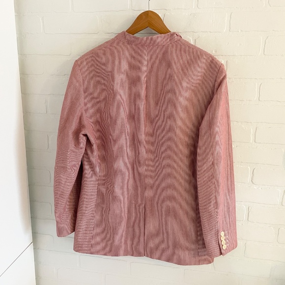 John Varvatos Men’s Blazer Pinstripe Cream Red Linen Cotton Designer Luxe Sz 38 - Picture 13 of 15